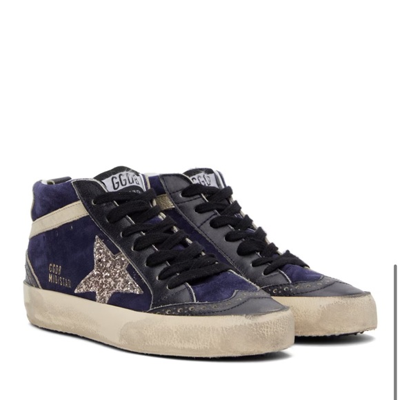 New Golden Goose Navy Mid Star Sneakers - Picture 4 of 16